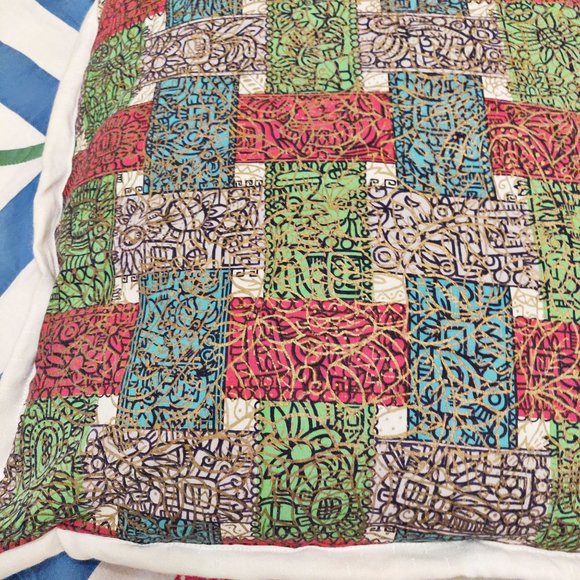 Vintage Handmade Patchwork Quilt Pillows 2 Dresden Plate Flower Old Fabric 1930s - Picture 13 of 16